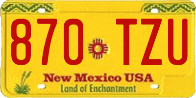 NM license plate 870TZU