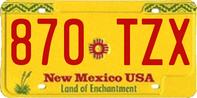 NM license plate 870TZX