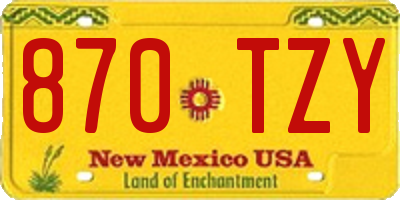 NM license plate 870TZY