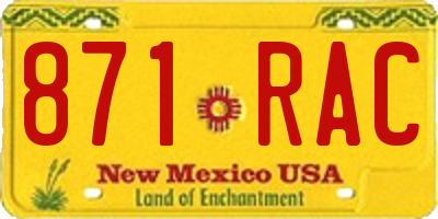 NM license plate 871RAC