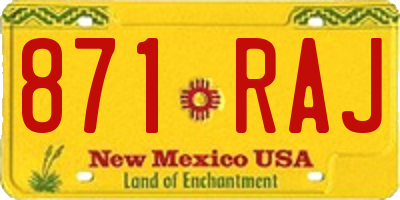 NM license plate 871RAJ