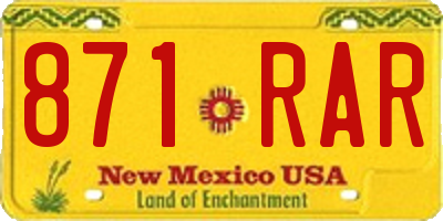 NM license plate 871RAR