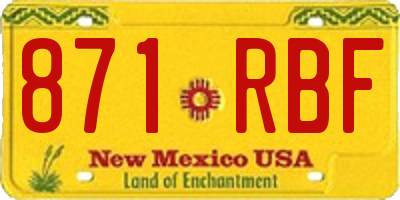NM license plate 871RBF