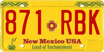 NM license plate 871RBK