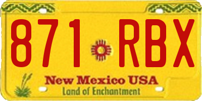 NM license plate 871RBX