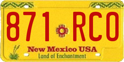 NM license plate 871RCO