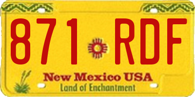 NM license plate 871RDF