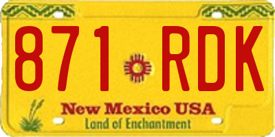 NM license plate 871RDK