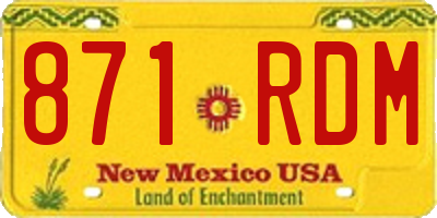 NM license plate 871RDM