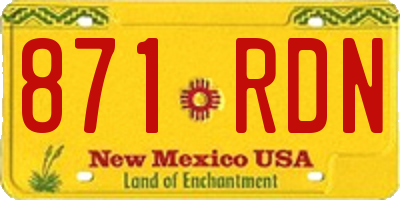 NM license plate 871RDN