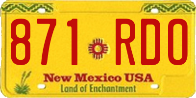 NM license plate 871RDO