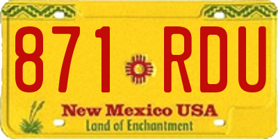 NM license plate 871RDU