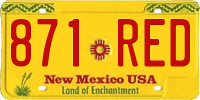 NM license plate 871RED