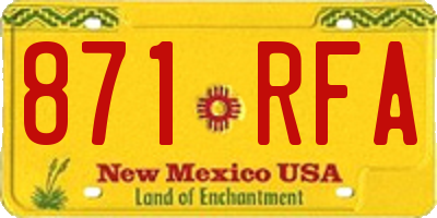 NM license plate 871RFA
