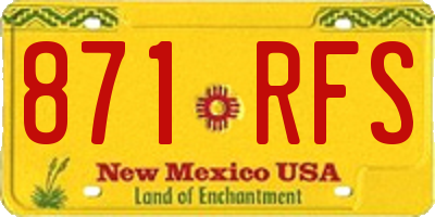 NM license plate 871RFS
