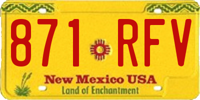 NM license plate 871RFV