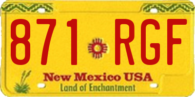 NM license plate 871RGF