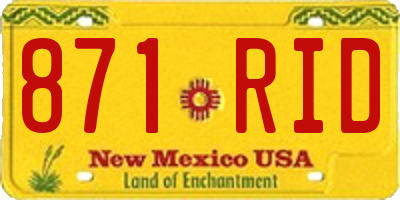 NM license plate 871RID