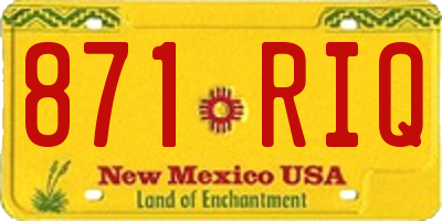NM license plate 871RIQ