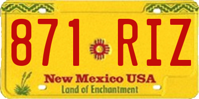 NM license plate 871RIZ