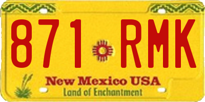 NM license plate 871RMK