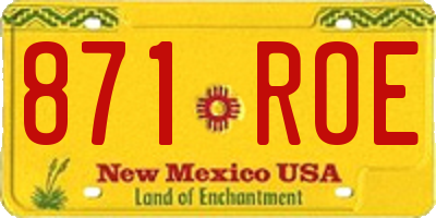 NM license plate 871ROE