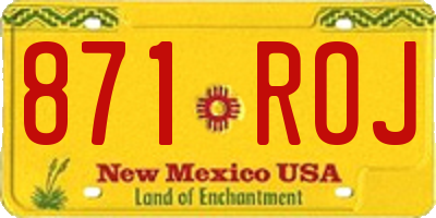 NM license plate 871ROJ