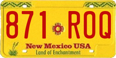 NM license plate 871ROQ