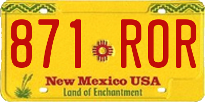 NM license plate 871ROR