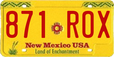 NM license plate 871ROX