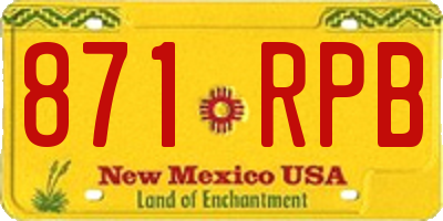 NM license plate 871RPB