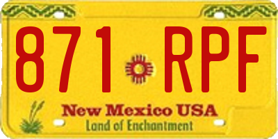 NM license plate 871RPF