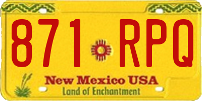 NM license plate 871RPQ