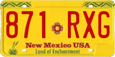 NM license plate 871RXG