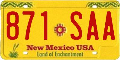 NM license plate 871SAA