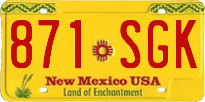 NM license plate 871SGK