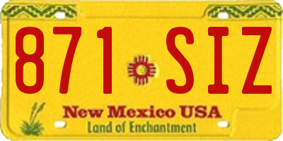 NM license plate 871SIZ
