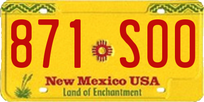 NM license plate 871SOO
