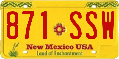 NM license plate 871SSW