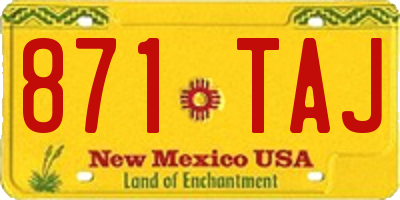 NM license plate 871TAJ