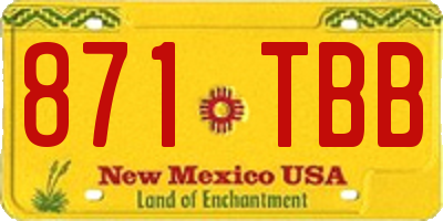 NM license plate 871TBB