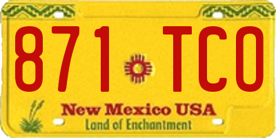 NM license plate 871TCO