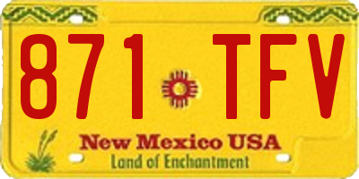 NM license plate 871TFV