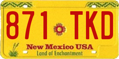NM license plate 871TKD