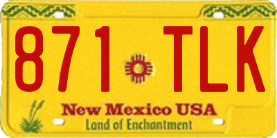 NM license plate 871TLK