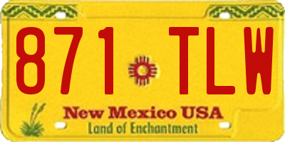 NM license plate 871TLW