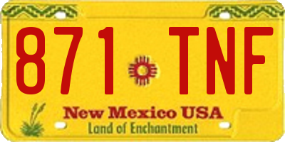 NM license plate 871TNF