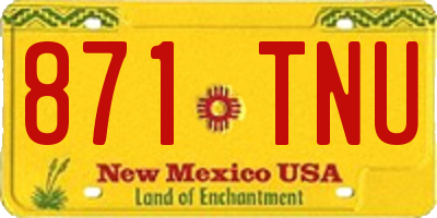 NM license plate 871TNU