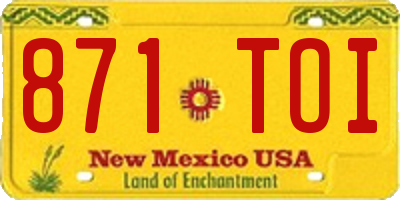 NM license plate 871TOI