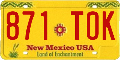 NM license plate 871TOK